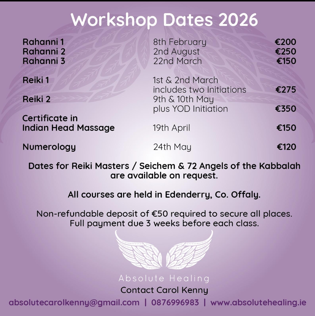 Absolute Healing Workshop Dates 2026